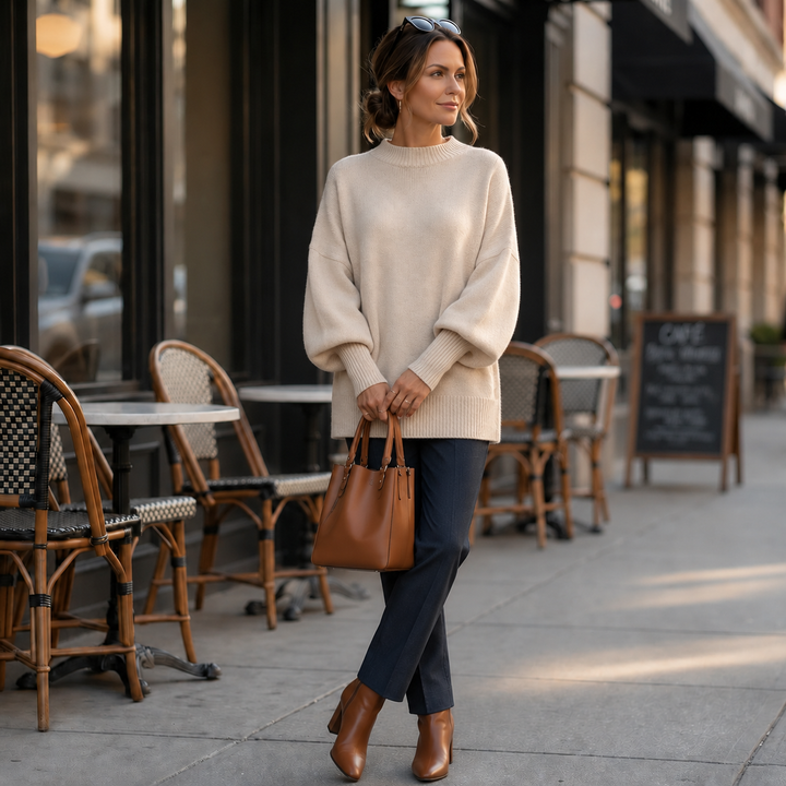 Veluna - Women's Oversized Wool Blend Sweater