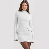 Elara | Women’s Mini Dress with Mock Neck and Long Sleeves