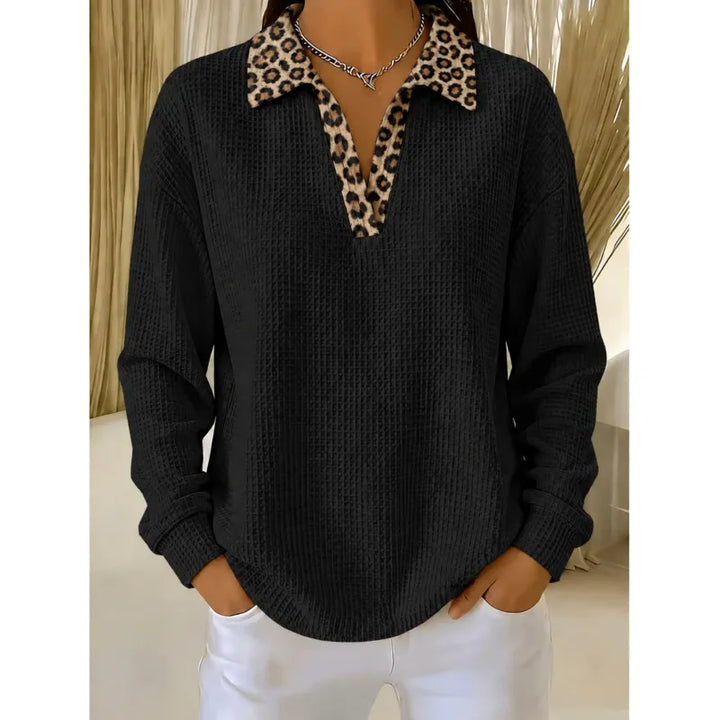 Rachel | Women's Pullover with Patterned Collar Detail