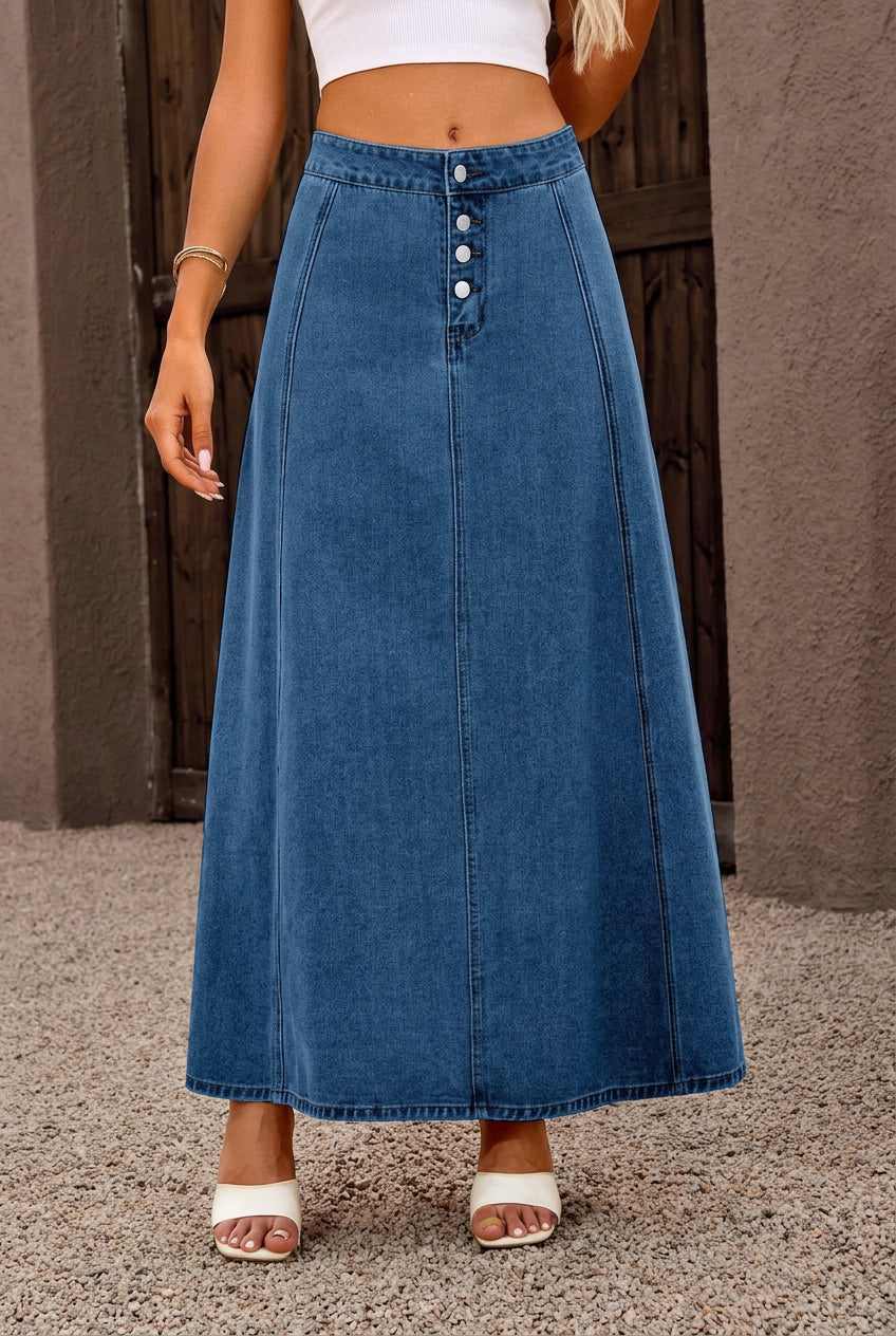 Oaklynn | Women's Skirt with Buttons and Panel Seams