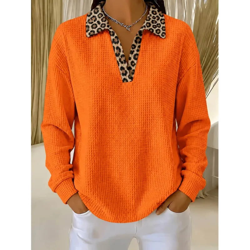Rachel | Women's Pullover with Patterned Collar Detail
