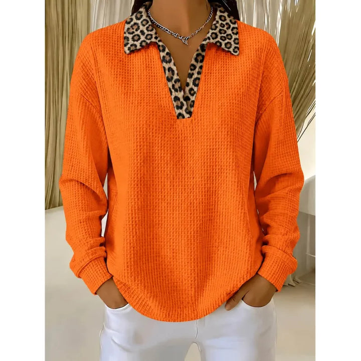 Rachel | Women's Pullover with Patterned Collar Detail