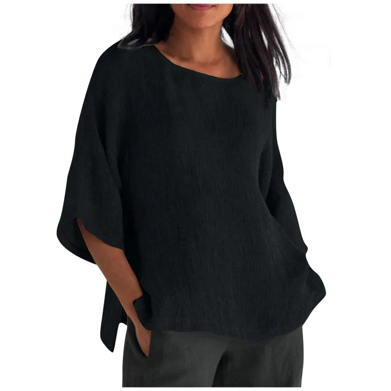 Elliana | Women's Top with Dolman Sleeves and Asymmetric Hem