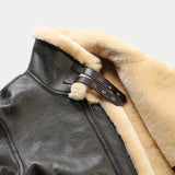 Victor | Men's Leather Aviator Jacket with Sheepskin Fur