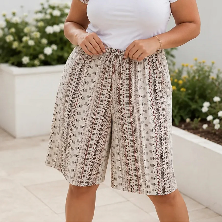 Wearbella – Retro Printed Wide-Leg Summer Shorts for Women