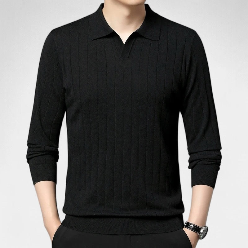 Orson | Men's Knitted Polo Shirt with Long Sleeves