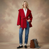 Ellen | Women's Belted Mid-Length Cashmere Blend Coat with Hood