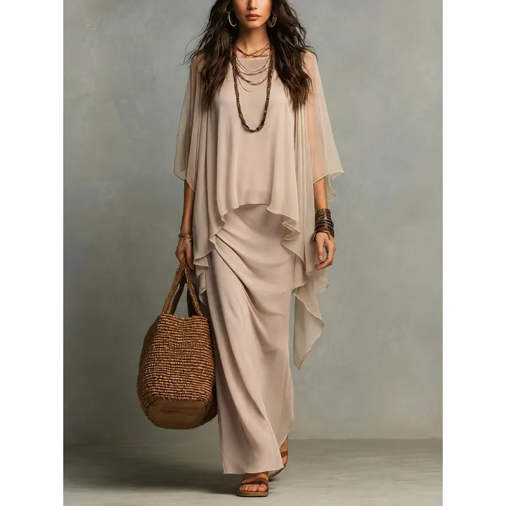 Rosaline | Women's Dress with Overlay and Draped Skirt