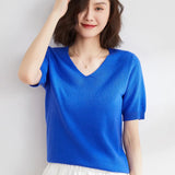 Elysian | Women’s Knit Top with V-Neckline and Short Sleeves
