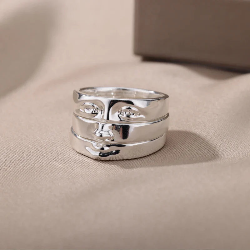 Musa | Women Ring with Face Design and Gold Finish