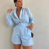 Valerie | Women's Two-Piece Set Shirt Shorts