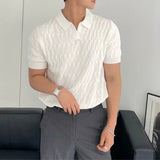 Everett | Men's Striped Textured V-Neck T-Shirt