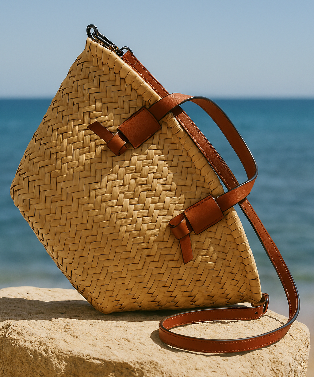Amara | Women Bag with Straw and Leather