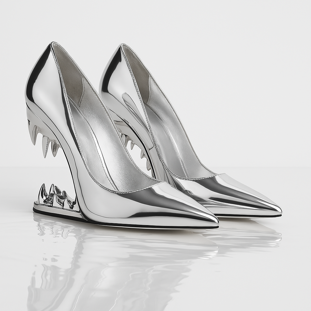 Annalise | Women's Panther Teeth Pumps with Metallic Finish