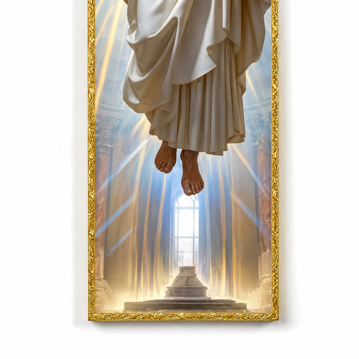Graceholm – Risen Jesus Wall Cross, Gold Acrylic Christian Home Decor
