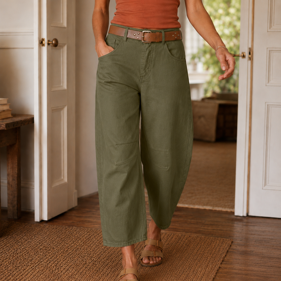 Cropelle – Stitch Detail Cropped Straight Pants
