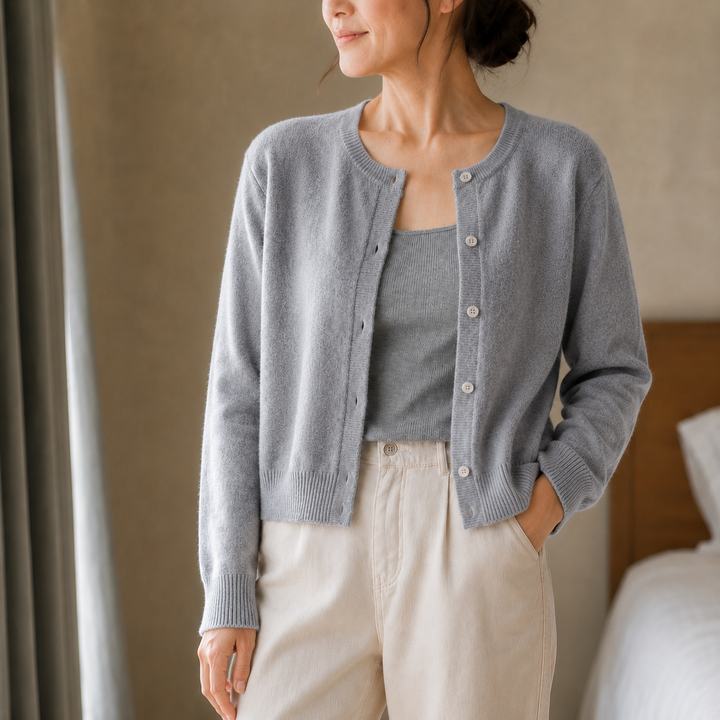 Wearbella – Cropped Brushed-Knit Button-Front Cardigan