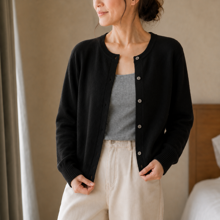 Wearbella – Cropped Brushed-Knit Button-Front Cardigan