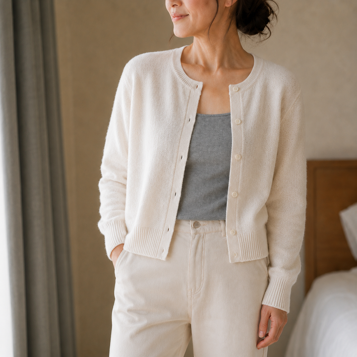 Wearbella – Cropped Brushed-Knit Button-Front Cardigan