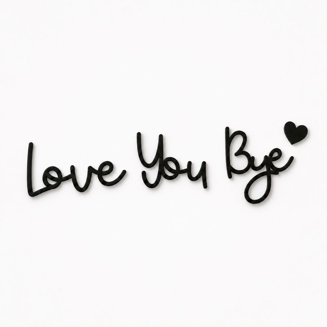 Homely – Love You Bye Wood Wall Script Set with Heart Accent