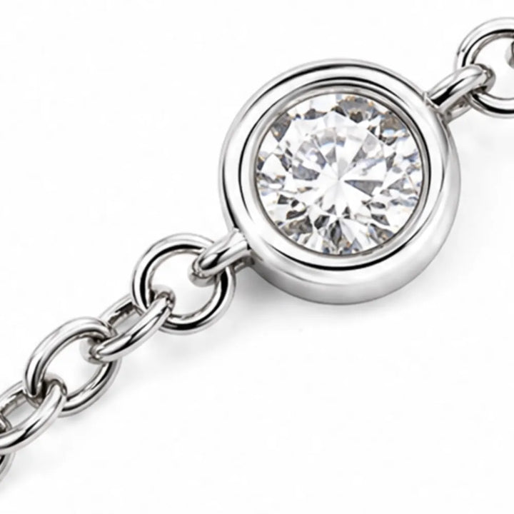 Lunavia – Floating Stone Silver Necklace with Pavé Halo