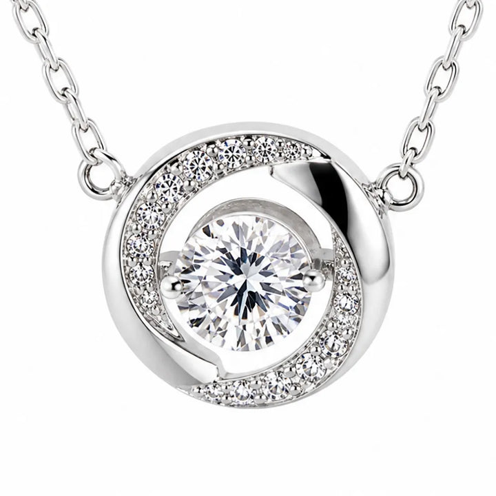 Lunavia – Floating Stone Silver Necklace with Pavé Halo