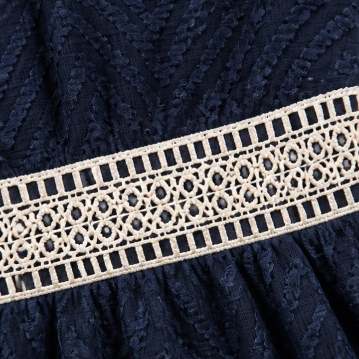 Solène – Crochet V-Neck Flutter Sleeve Summer Dress