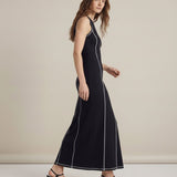 Mireya | Women's Ribbed Knit Maxi Dress with Contrast Seam Detail