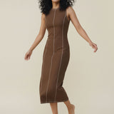 Mireya | Women's Ribbed Knit Maxi Dress with Contrast Seam Detail