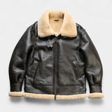 Victor | Men's Leather Aviator Jacket with Sheepskin Fur