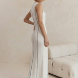 Mireya | Women's Ribbed Knit Maxi Dress with Contrast Seam Detail