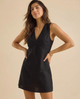 Ebony | Women's Wool Cashmere Knit Dress with Half-Turtleneck and Pockets