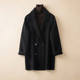 Cecilia | Women's Double-Breasted Wool Coat with Structured Straight Cut