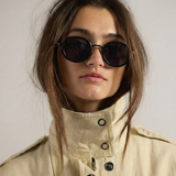 Valencia | Icon Sunglasses with Oval Frame Gold Detailing