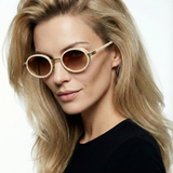 Valencia | Icon Sunglasses with Oval Frame Gold Detailing