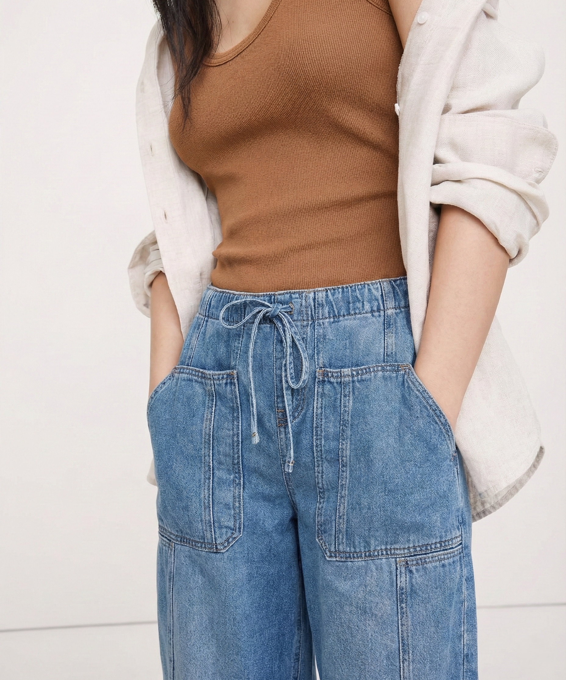 Madison | Women's Loose Fit Denim Pants with Pull-On Waist