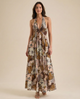 Valerie | Women's Halter Maxi Dress with Open Back and Pleated Skirt