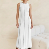 Mireya | Women's Ribbed Knit Maxi Dress with Contrast Seam Detail