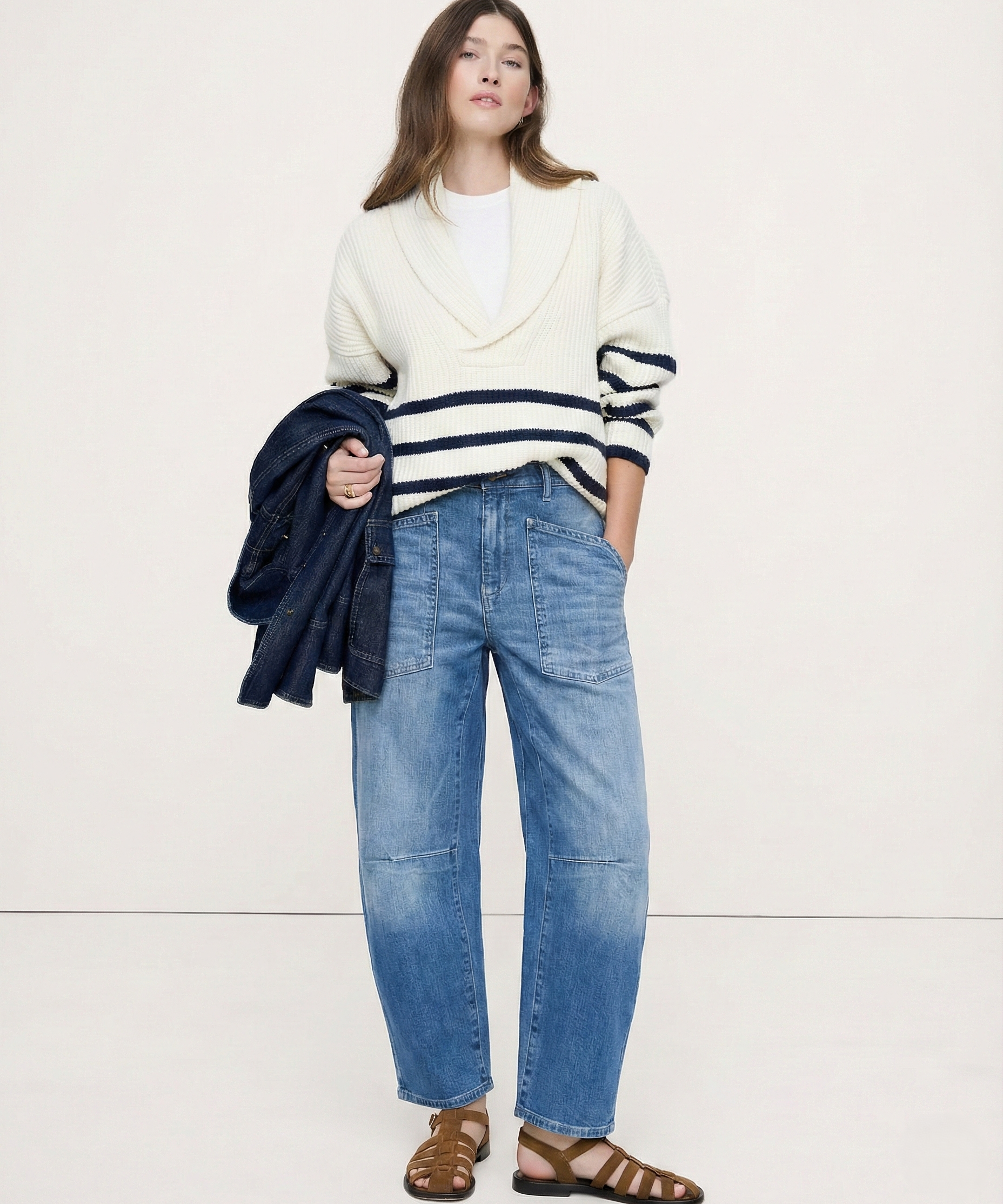 Ophelia | Women's Barrel Leg Denim Pants with High Rise