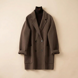 Cecilia | Women's Double-Breasted Wool Coat with Structured Straight Cut