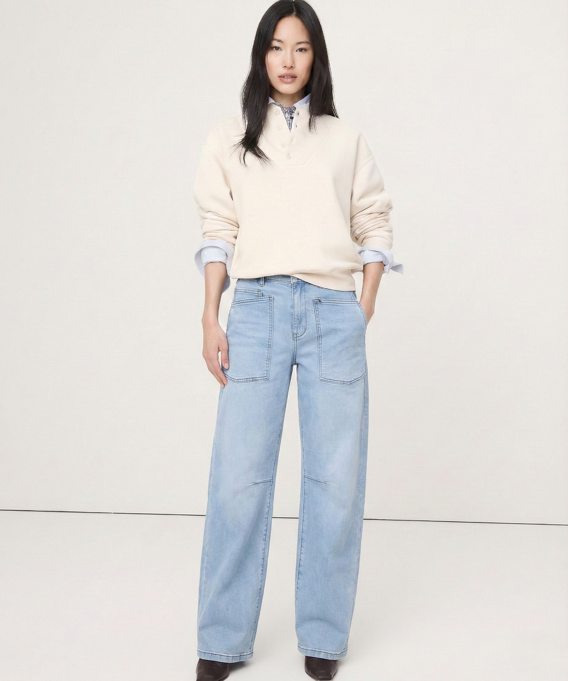 Ophelia | Women's Barrel Leg Denim Pants with High Rise