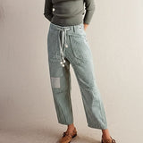 Vera | Women's Striped Patchwork Pants with Drawstring Waist