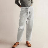 Vera | Women's Striped Patchwork Pants with Drawstring Waist