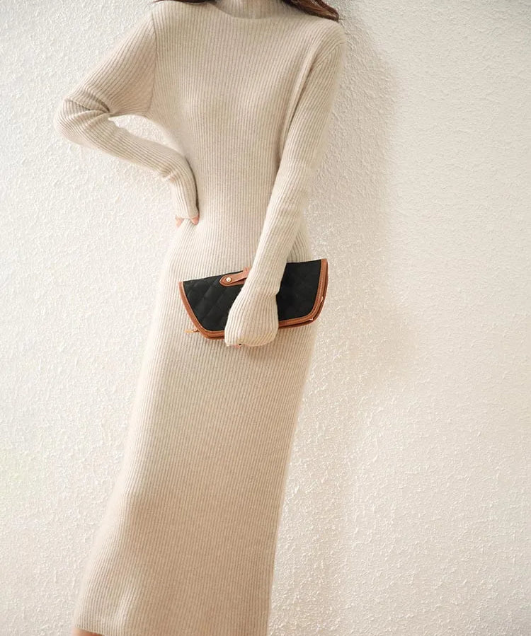 Aurora | Women's Wool Maxi Sweater Dress with Slim Fit Silhouette