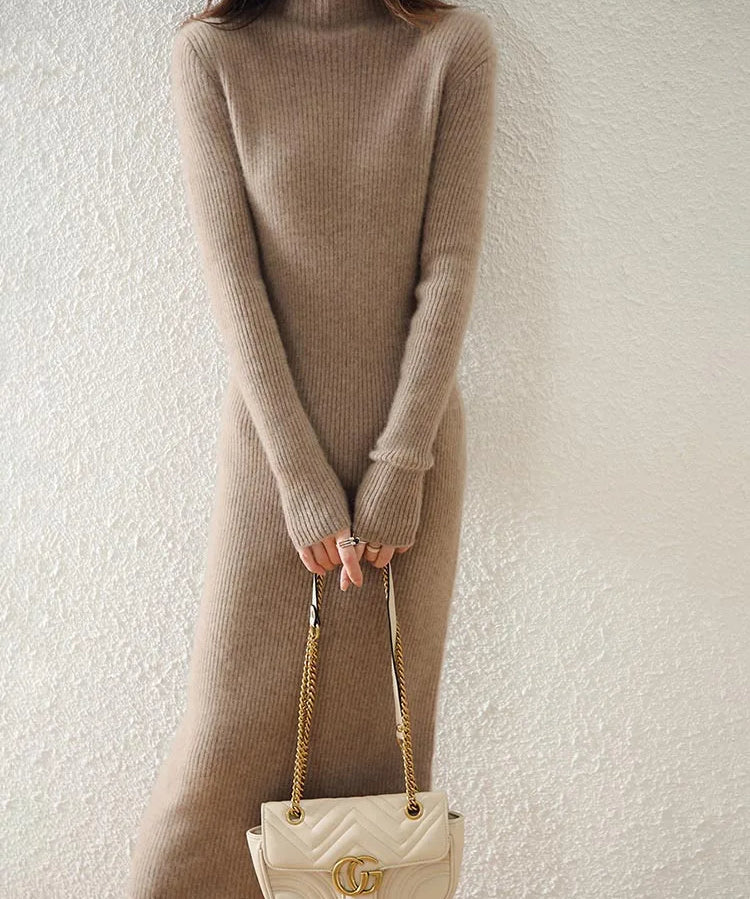 Aurora | Women's Wool Maxi Sweater Dress with Slim Fit Silhouette