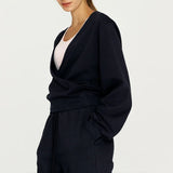 Marlowe | Women's Cotton Patchwork V Neck Sweatshirt