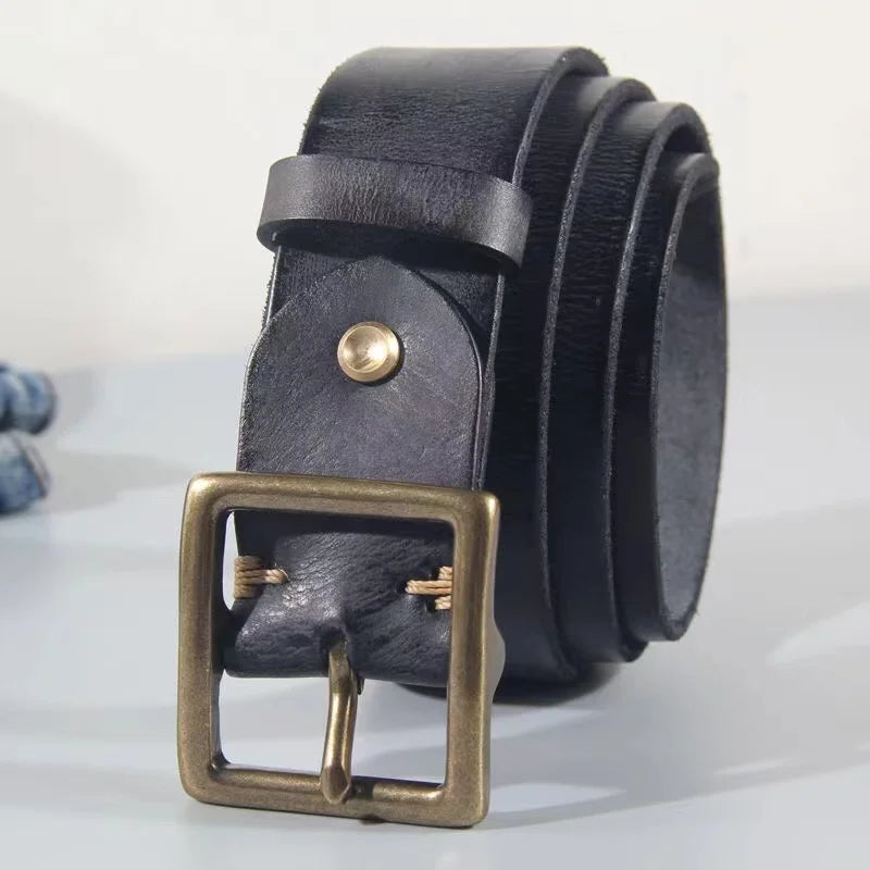 Oliver | Men's Leather Belt with Cowhide Strap and Copper Buckle