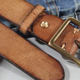 Oliver | Men's Leather Belt with Cowhide Strap and Copper Buckle