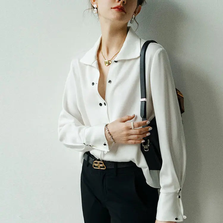 Marisol | Women Blouse With Asymmetrical Button Design