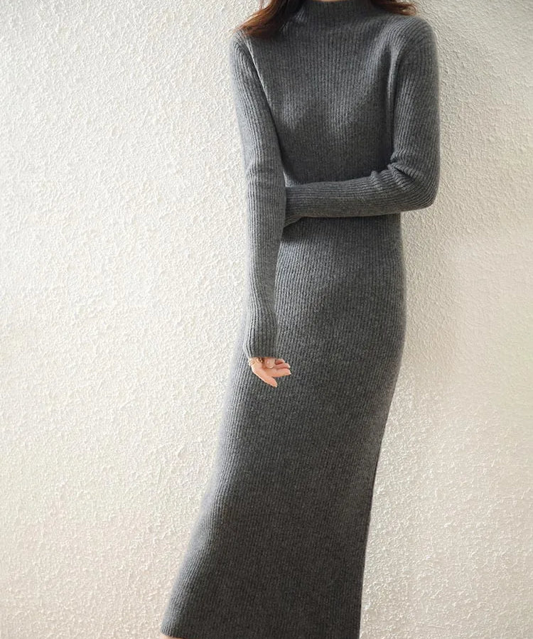 Aurora | Women's Wool Maxi Sweater Dress with Slim Fit Silhouette